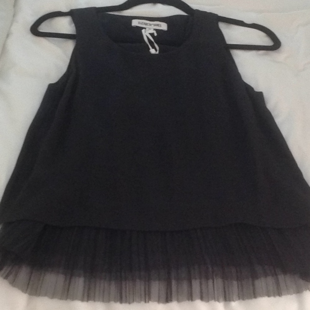 BNWT Elizabeth and James pleated black chiffon
